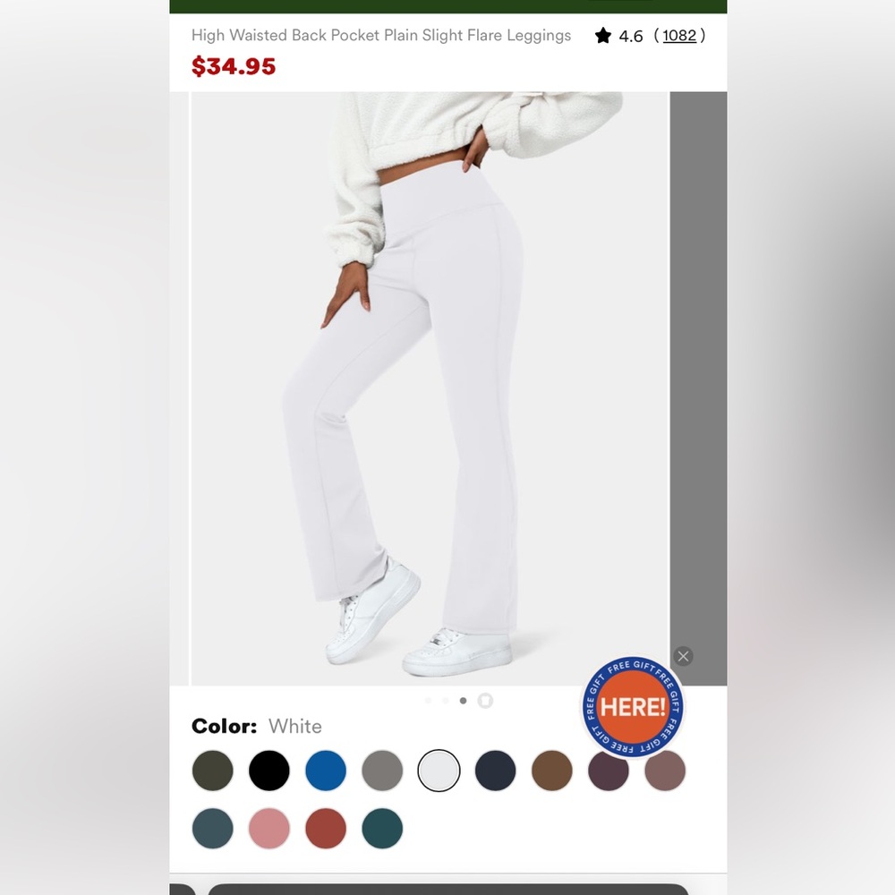 COPY - High Waisted Back Pocket Plain Slight Flare Leggings *1
White/XS(regular)